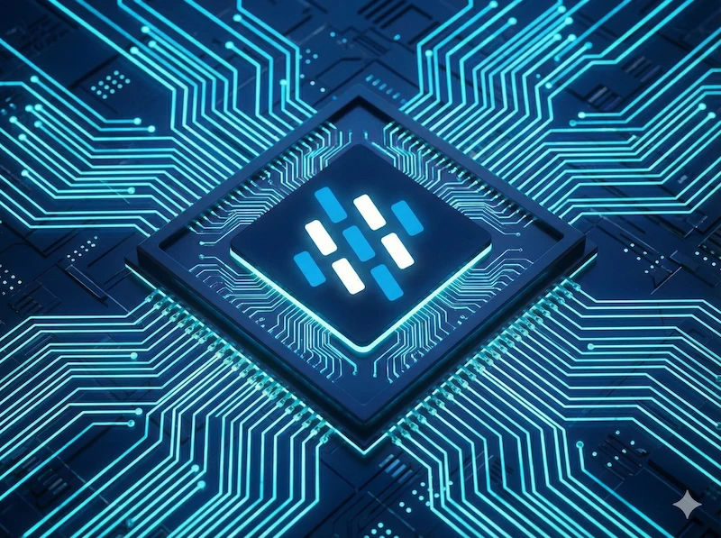 Team collaborating with AI visualizations